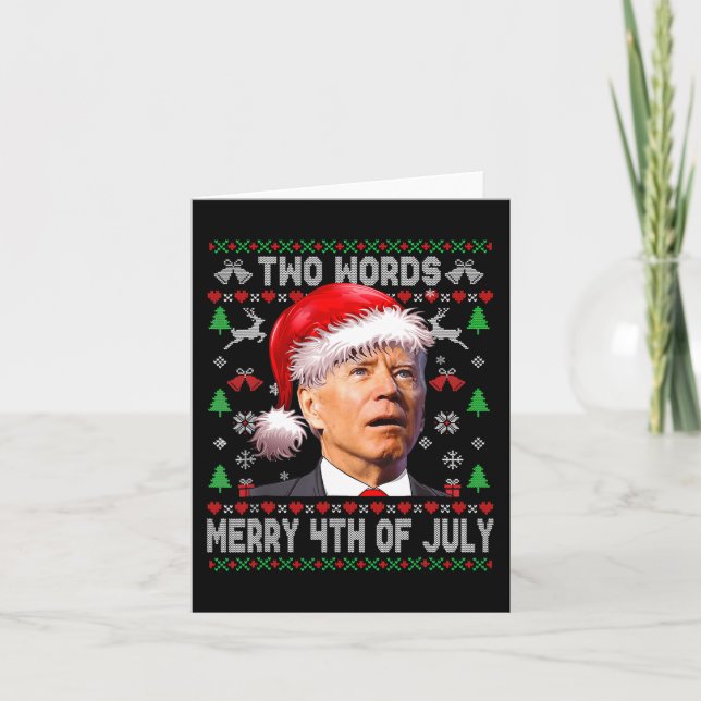 Cartão Duas palavras Feliz 4 de julho Joe Biden Natal (Frente)