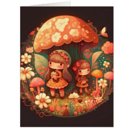 Cartão Duas raparigas bonitinhas elefantes