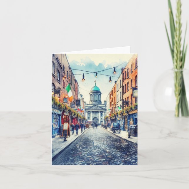 Cartão Dublin Irlanda Watercolor (Frente)