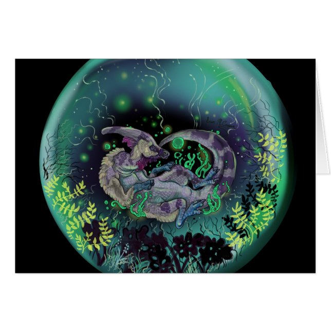 Cartão Duckbill Dinosaur Art (Frente Horizontal)