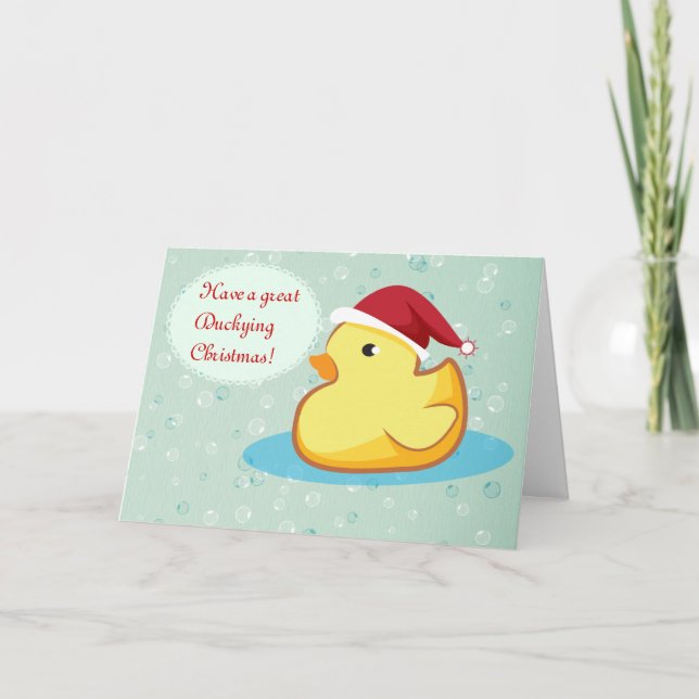 Cartão ducky de borracha amarelo do Feliz Natal (Frente)