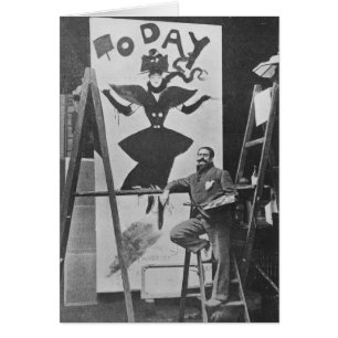 Cartão Dudley Hardy pintando um poster