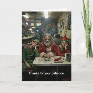 Cartão Duendes de Natal Desgrenhados Lanchonete Humor Neg