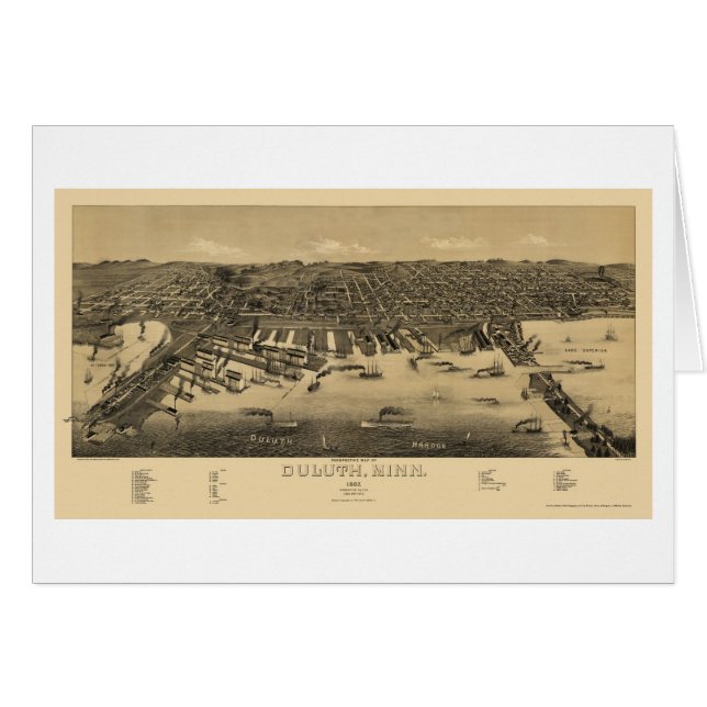 Cartão Duluth, mapa panorâmico do manganês - 1887 (Frente Horizontal)