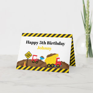 Cartão Dump Truck and Digger Birthday