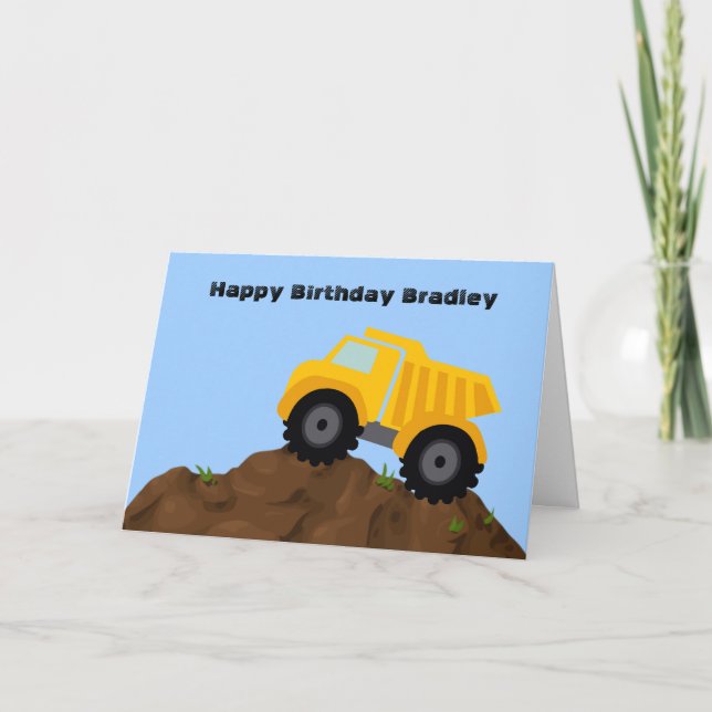 Cartão Dump Truck Personalizado Birthday (Frente)