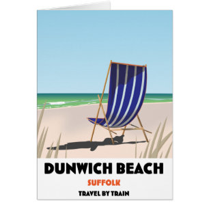 Cartão Dunwch Beach Suffolk vintage poster