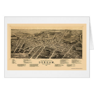 Cartão Durham, mapa panorâmico do NC - 1891