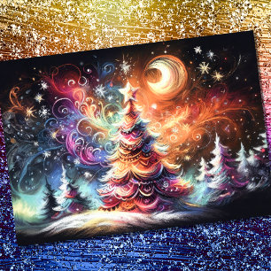 Cartão Duro Pastel Desenhando Árvores de Natal Sagradas