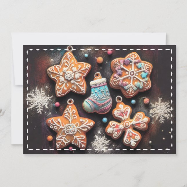 Cartão Duro Pastel Desenho Feriado de Natal Cookie (Frente)