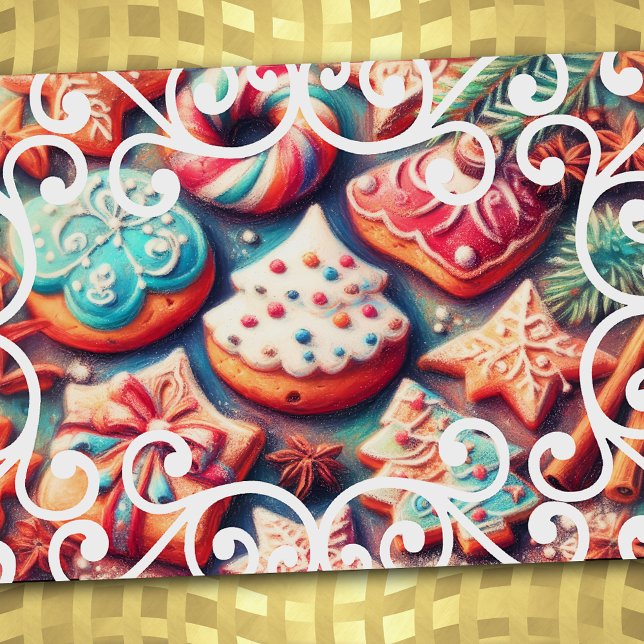 Cartão Duro Pastel Desenho Feriado de Natal Cookie (Criador carregado)