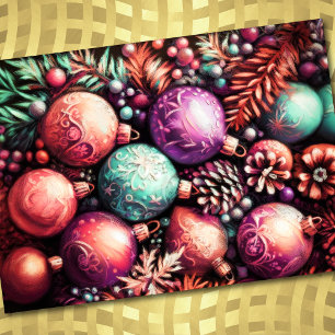 Cartão Duro Pastel Desenho Motifs Natal Pêssego Roxo