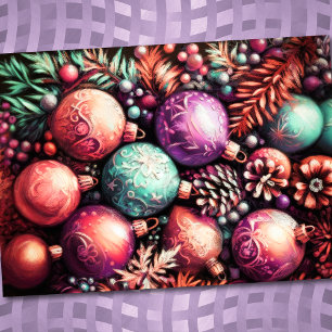 Cartão Duro Pastel Desenho Motifs Natal Pêssego Roxo