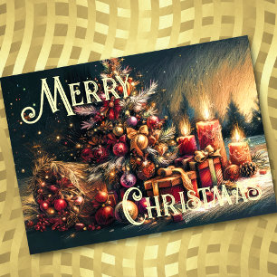 Cartão Duro Pastel Desenho Velas de Árvore de Natal