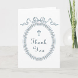 Cartão Dusty Blue Bow Greek Frame Religious Thank You