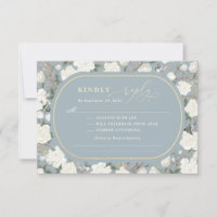 Dusty Blue Chinoiserie Ivory Flowers Casamento RSV