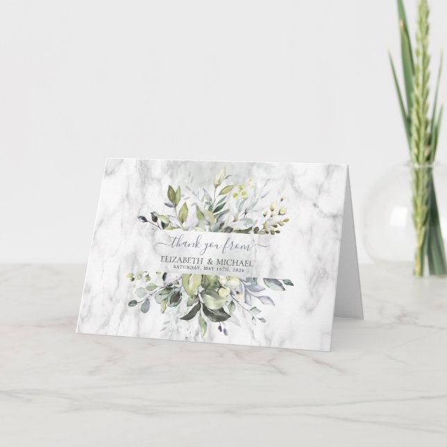 Cartão Dusty Blue Eucalyptus Greenerescente Muito Obrigad (Frente)