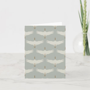 Cartão Dusty Blue Neutral Birds Swans Art Deco Monograma