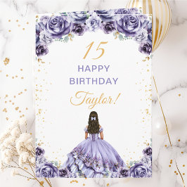 Cartão Dusty Purple Princess Floral Happy Birday