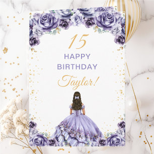 Cartão Dusty Purple Princess Floral Happy Birday
