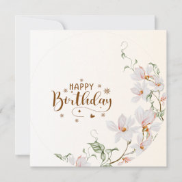 Cartão Dusty Rose Floral Wreath Flat Happy Birthday Card
