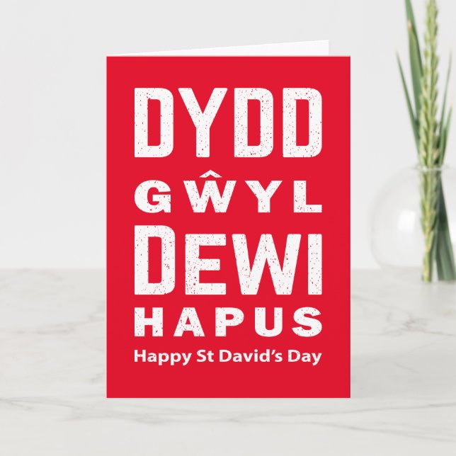 Cartão Dydd Gil Dewi Hapus Feliz Rua Dia 4 (Frente)