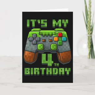 Cartão É a Camiseta de Aniversário de 4 Anos Gamer Vídeo 