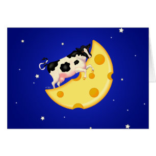 Cartão E a vaca saltou sobre o costume da lua de queijo