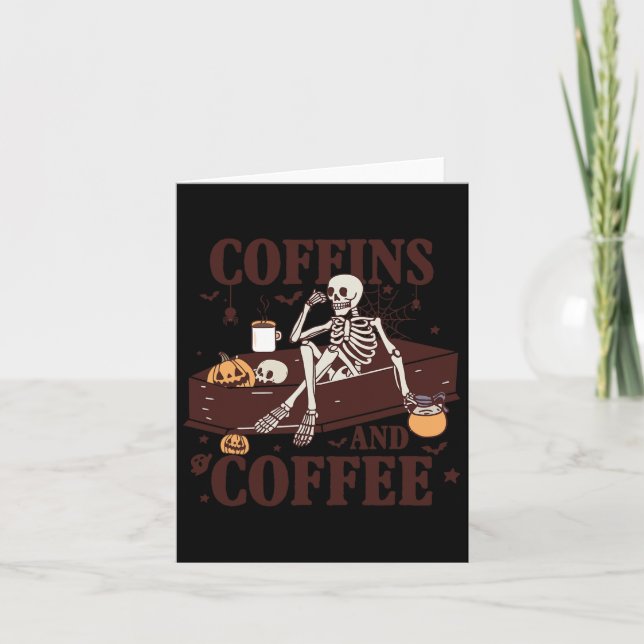 Cartão E Café Funny Skeleton Halloween (Frente)