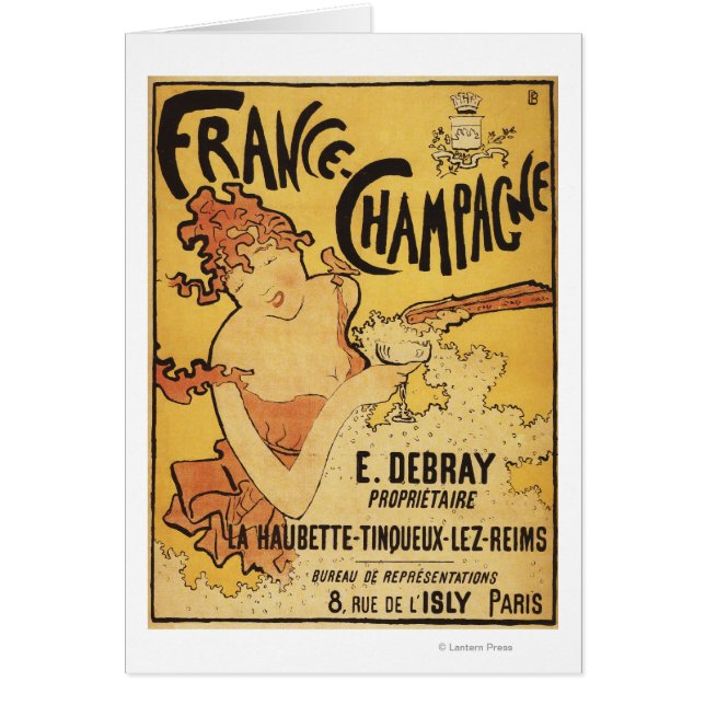 Cartão E. Debray Champagne Advertisement Poster (Frente)