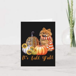 Cartão É Fall Y'all Pomeranian Dog Leopard Pumpkin Fal