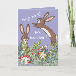 Cartão É Flores de Coelho da Páscoa, Aquarela
