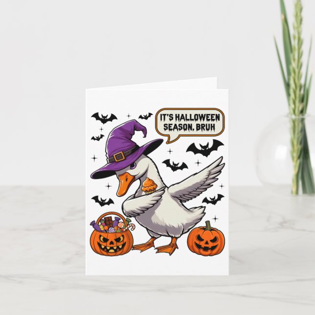 Cartão É Halloween Season Bruh Funny Goose Costume Spo (Frente)