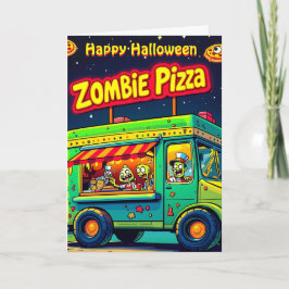 Cartão É hora da pizza de Zombie para o Halloween!