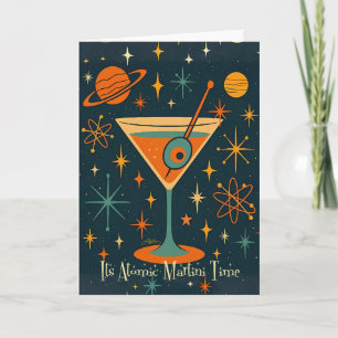 Cartão É hora do Martini Atômico Estrelas Cósmicas