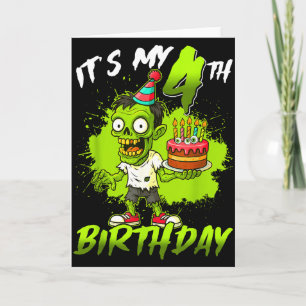 Cartão É Meu 4º Aniversário Zumbi 4 Anos Feliz Dia das Br