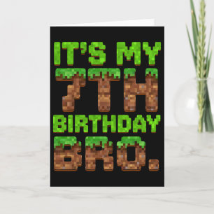 Cartão É Meu 7º Aniversário Bro Jogo Pixel Engraçado 7 An