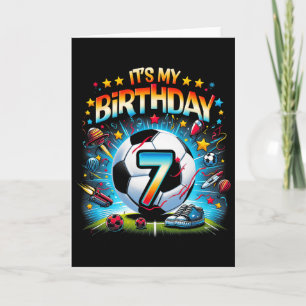 Cartão É meu 7º aniversário de meninos Futebol Footbyll 7