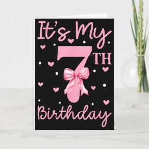 Cartão É Meu 7º Aniversário Menina Coquette Laço 7 Anos 