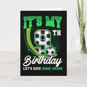 Cartão É Meu 9º Aniversário de Futebol Menino Engraçado 9