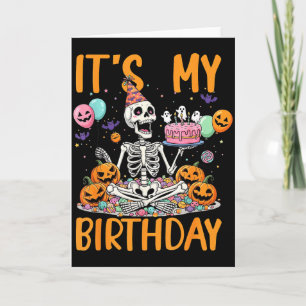 Cartão É Meu Aniversário Fantasia de Esqueleto de Hallowe