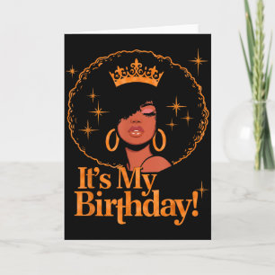 Cartão É Meu Aniversário Rainha Afro-Americana Negra Afro