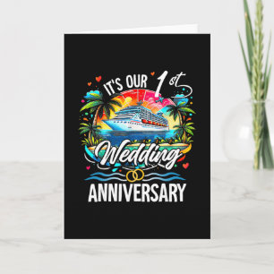 Cartão É nosso 1º aniversário de casamento casal tropical