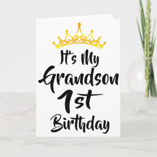 Cartão É o 1º Aniversário do Meu Neto Coroa Feliz 1 Ano d