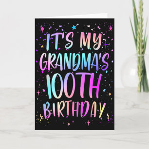 Cartão É o 100º Aniversário da Minha Avó Colorido Feliz 1