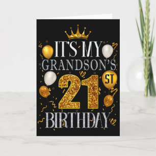 Cartão É o 21º aniversário do meu neto Feliz Aniversário 