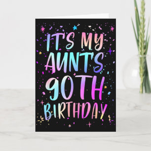 Cartão É o 90º Aniversário da Minha Tia Colorido Feliz 90