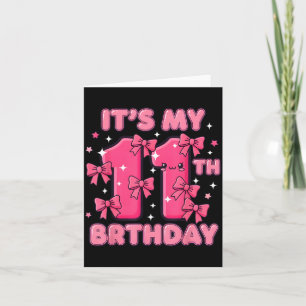 Cartão É o Meu 11º Aniversário Coquette Bow Menina Fofa 1