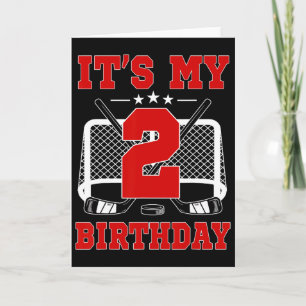 Cartão É o meu 2º aniversário tema de hóquei no gelo meni