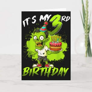 Cartão É o meu 3º aniversário Zumbi 3 anos Feliz Hallo